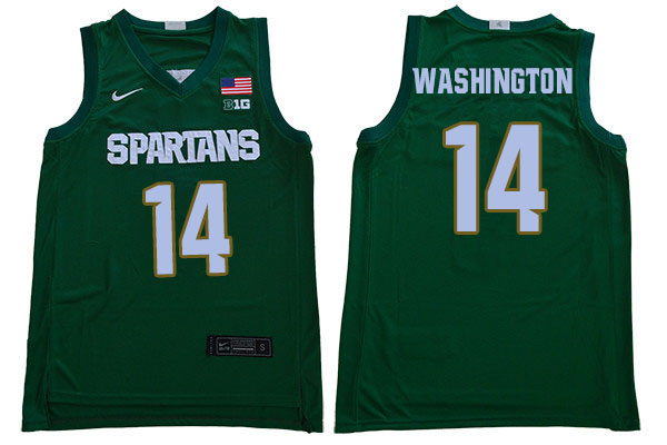 Men Michigan State Spartans #14 Brock Washington NCAA Nike Authentic Green College Stitched Basketball Jersey TW41W88NX